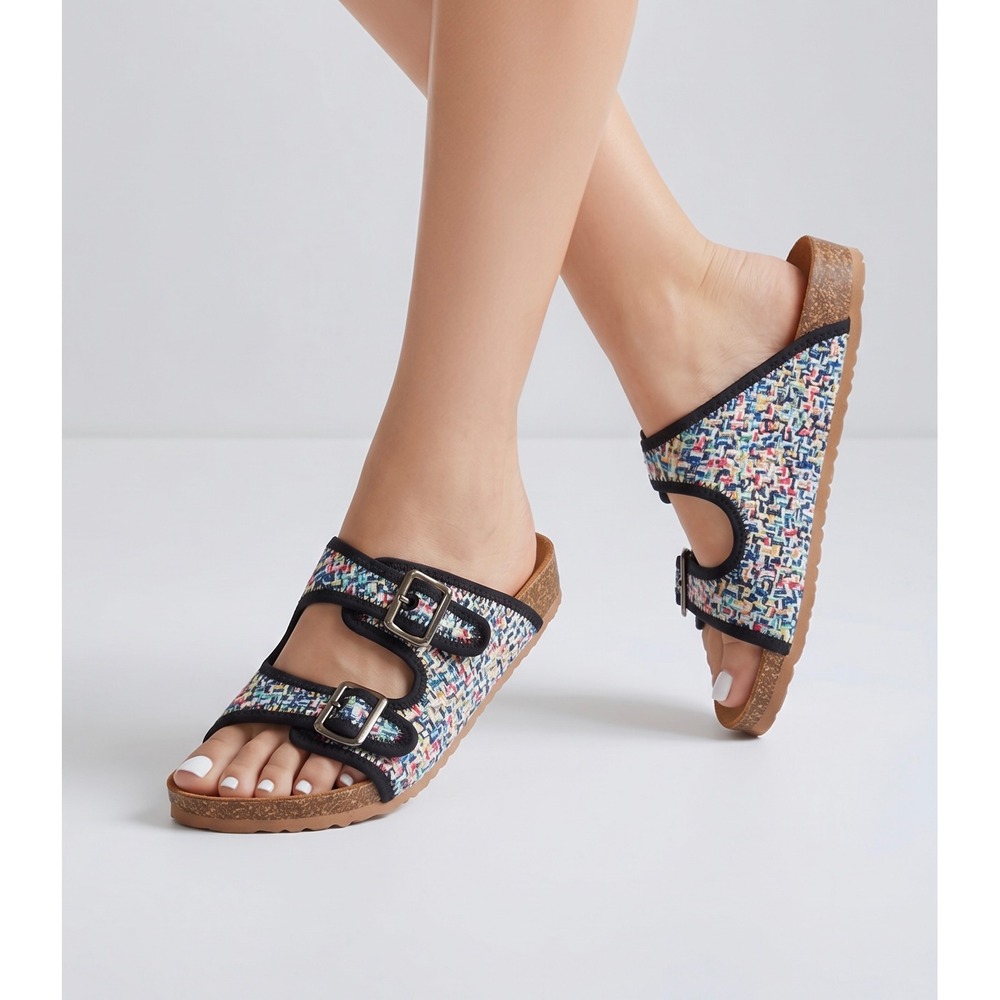 Bernie Mev Euro 37 US‎ 6 Sandals Womens  Woven Double Buckle Flat